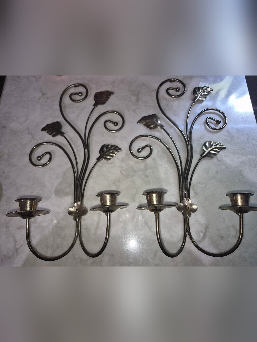 2 Homco Home Interiors Vintage  Wall Sconce Candleholders, Brass Plated
